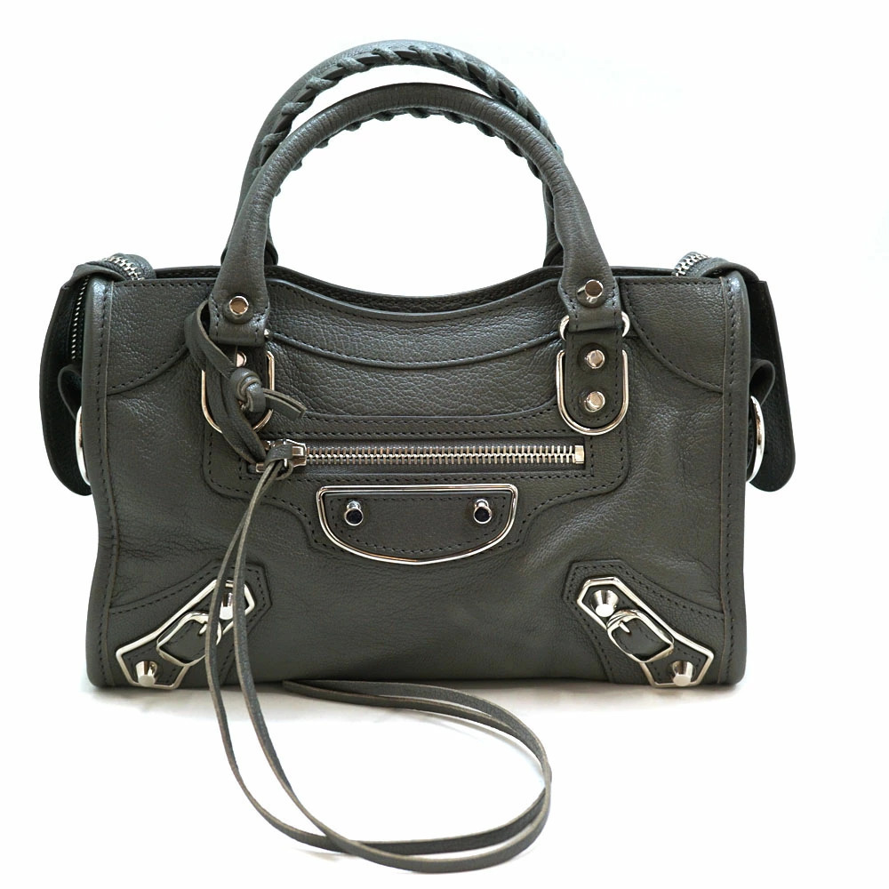 BALENCIAGA City Leather Gray Handbag Shoulder Bag